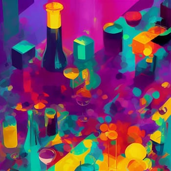 Art abstract neon purple surrealism fantasy illustration drink colour generated ai alt. High quality illustration