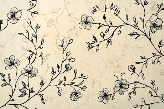 Delicate black floral outlines rest on a beige backdrop, offering an elegant touch for design inspiration and artistic creativity.