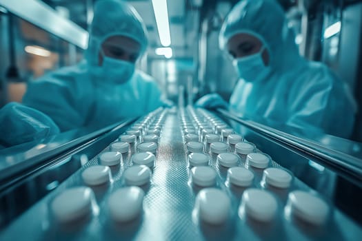 Automated tablet-counting machine in use, highlighting the meticulous process of counting pharmaceutical tablets in a clean facility.