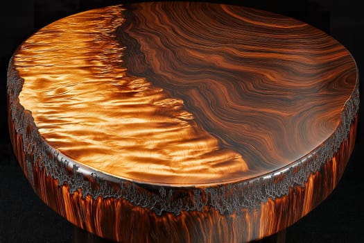 This stunning live edge dining table features intricate wood grains, enhancing any modern interior with its natural elegance and craftsmanship.