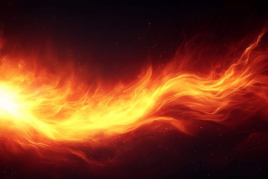 Bright flames swirl in a dark space, illuminating the surroundings with vivid orange and yellow hues, creating a captivating effect.