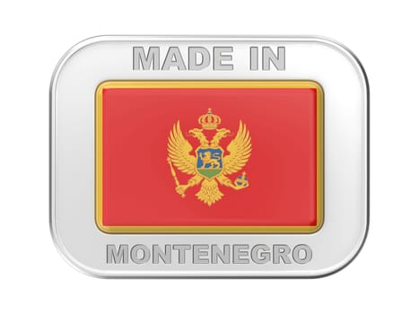 Made in Montenegro, silver badge with the flag of Montenegro