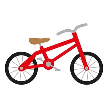 red bike with wheels, seat and handlebar