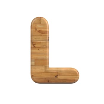 Wood letter L - Uppercase 3d pine font isolated on white background. This alphabet is perfect for creative illustrations related but not limited to Decoration, nature, wood...