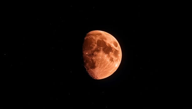 gibbous moon seen with telescope AI generated image