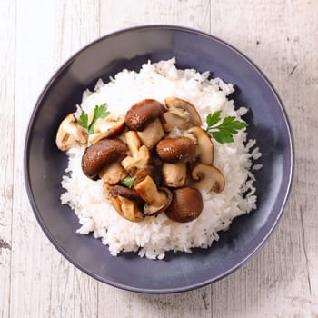 shiitake mushrooms rice vegetarian food AI generated image