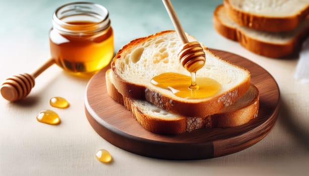 sliced bread with honey spread topping AI generated image
