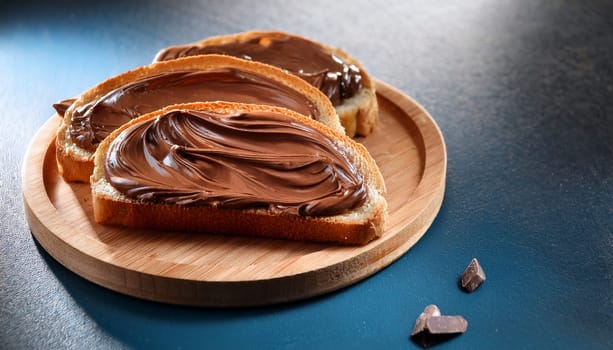 sliced bread with chocolate cream spread topping AI generated image