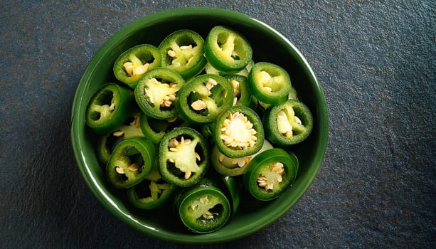 sliced hot jalapenos vegetarian food AI generated image
