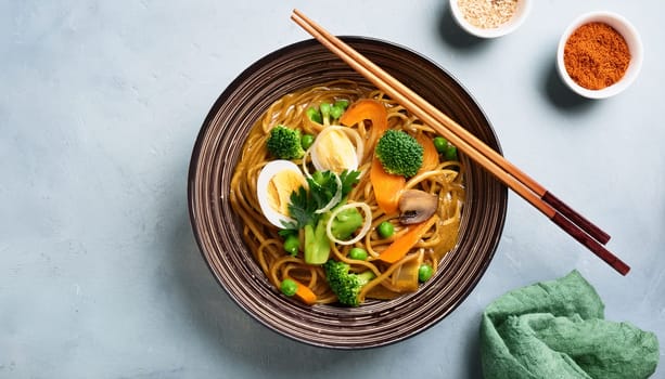 vegetarian curry noodles food AI generated image