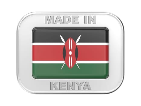 Made in Kenya, silver badge with the flag of Kenya
