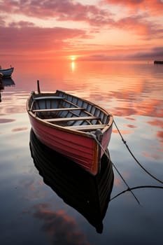 Rowboat on a calm water, created with generative AI