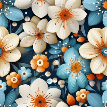 Colorful flowers seamless pattern tile, created with generative AI
