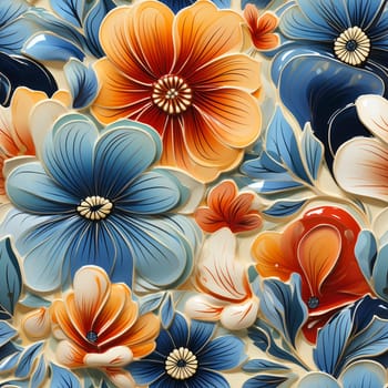 Colorful flowers seamless pattern tile, created with generative AI