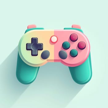 Cute pastel color gamepad icon on the white background, created with generative AI