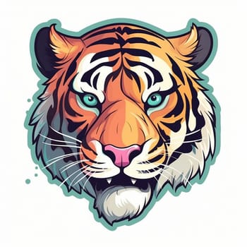Tiger head isolated on the white background, created with generative AI