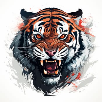 Tiger head mascot isolated on the white background, created with generative AI