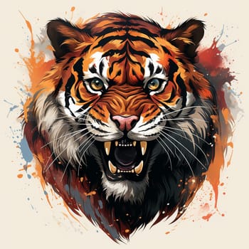 Tiger head mascot isolated on the white background, created with generative AI