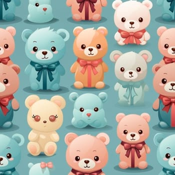 Cute cartoon bears seamless pattern tile, created with generative AI