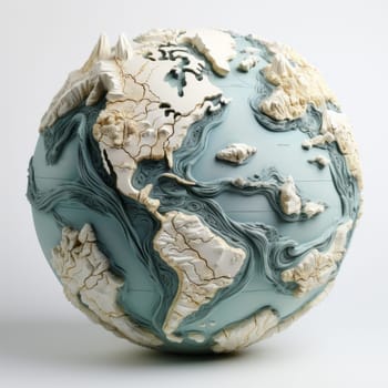 Relief Earth globe on the white background, created with generative AI