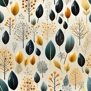 Multicolor watercolor leaves seamless pattern tile, created with generative AI