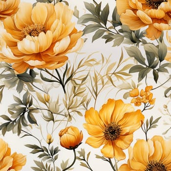 Marigold flowers on white in watercolor style seamless pattern tile, created with generative AI