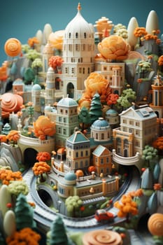 Miniature city cartoon style illustration, created with generative AI