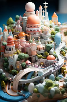 Miniature city cartoon style illustration, created with generative AI
