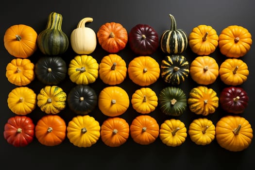 Top view at a different pumpkins, created with generative AI