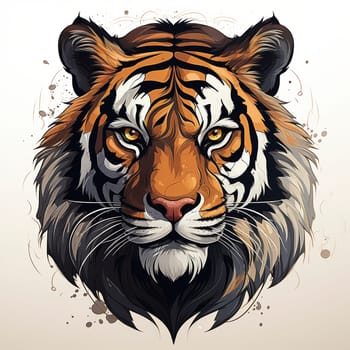 Tiger head mascot isolated on the white background, created with generative AI
