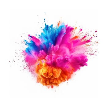Big powder colorful explosion isolated on the white background, created with generative AI