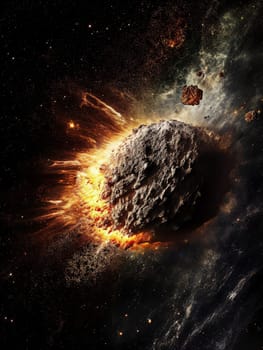 Asteroid entering the Earth atmosphere, created with generative AI
