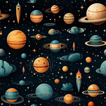 Space seamless pattern tile, created with generative AI