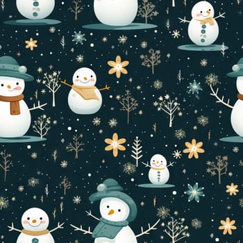 Winter snowman seamless pattern tile, created with generative AI