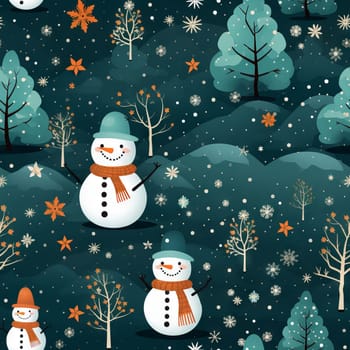 Winter snowman seamless pattern tile, created with generative AI