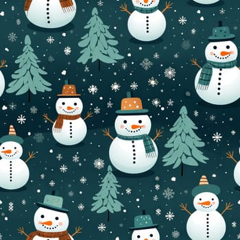 Winter snowman seamless pattern tile, created with generative AI