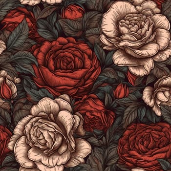 Beautiful red roses flower seamless pattern tile, created with generative AI