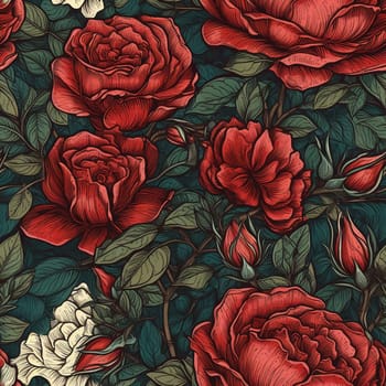 Beautiful red roses flower seamless pattern tile, created with generative AI