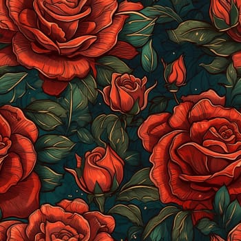 Beautiful red roses flower seamless pattern tile, created with generative AI