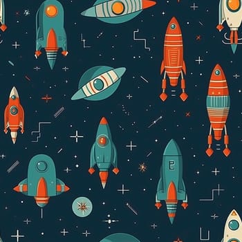 Rockets and satellites seamless pattern tile, created with generative AI