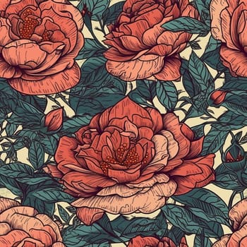 Roses decorative seamless pattern, created with generative AI