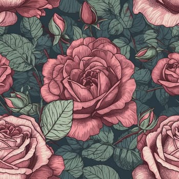 Roses decorative seamless pattern, created with generative AI