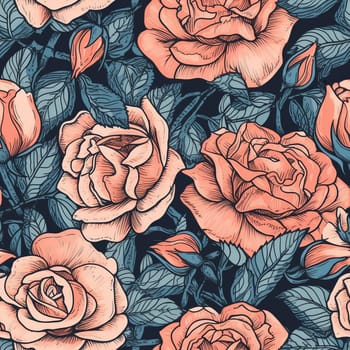Roses decorative seamless pattern, created with generative AI
