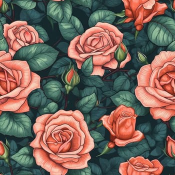 Roses decorative seamless pattern, created with generative AI