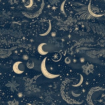 Stars and moon seamless pattern tile, created with generative AI