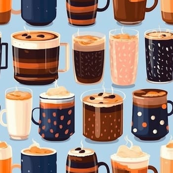 Coffee drinks seamless pattern tile, created with generative AI