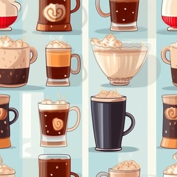 Coffee drinks seamless pattern tile, created with generative AI