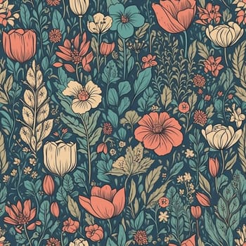 Beautiful elegant flower seamless pattern tile, created with generative AI