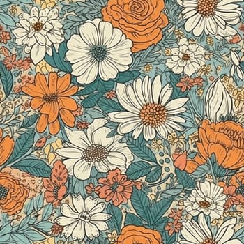 Beautiful elegant flower seamless pattern tile, created with generative AI