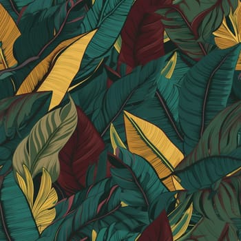 Tropical leaves seamless pattern tile, created with generative AI